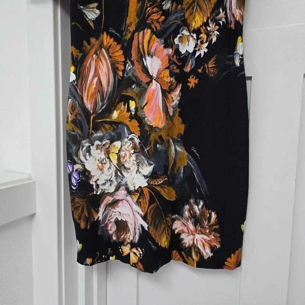 Just Cavalli Archive Print Sweetheart Pencil Dress in Floral Butterfly Print